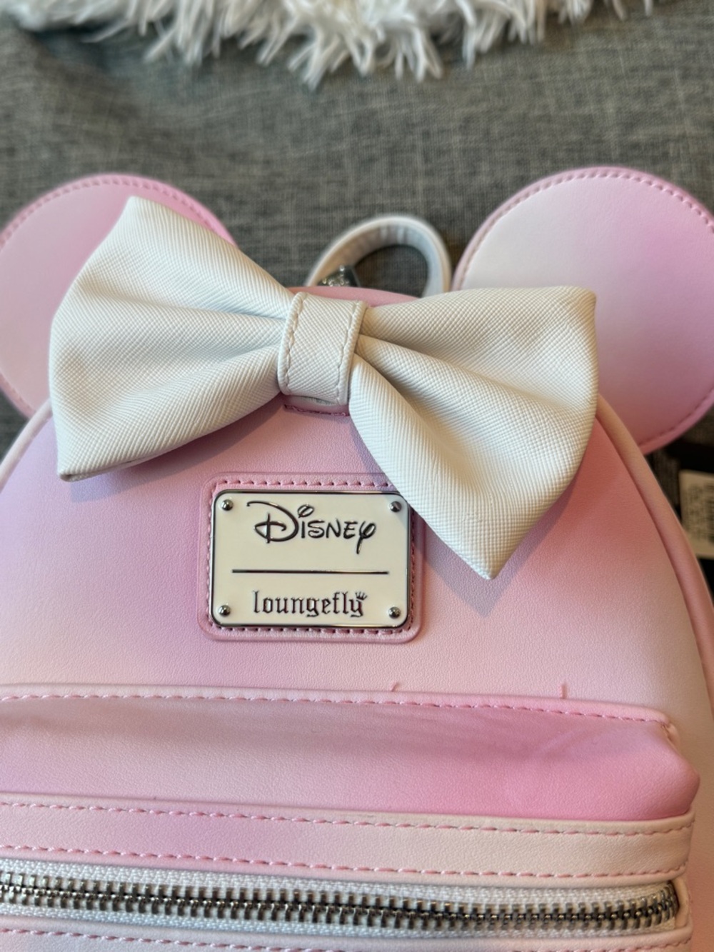 Loungefly Pink Quilted Mini Backpack with White Bow Accent - Picture 2 of 3